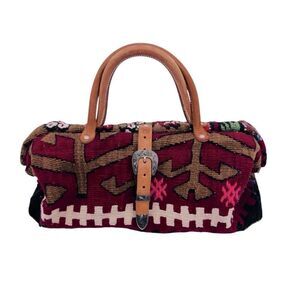 The Elephant Walk Bag Leather Fabric Red Brown Hand Crafted